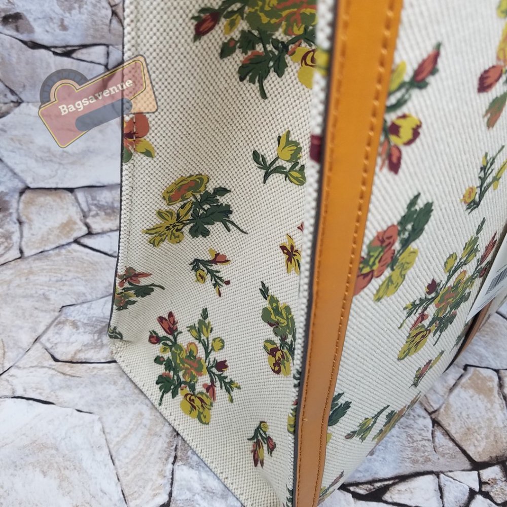 #bagsavenue Yellow Green Floral Christmas Tory Burch Daisy Printed Jumbo - Picture 13 of 16